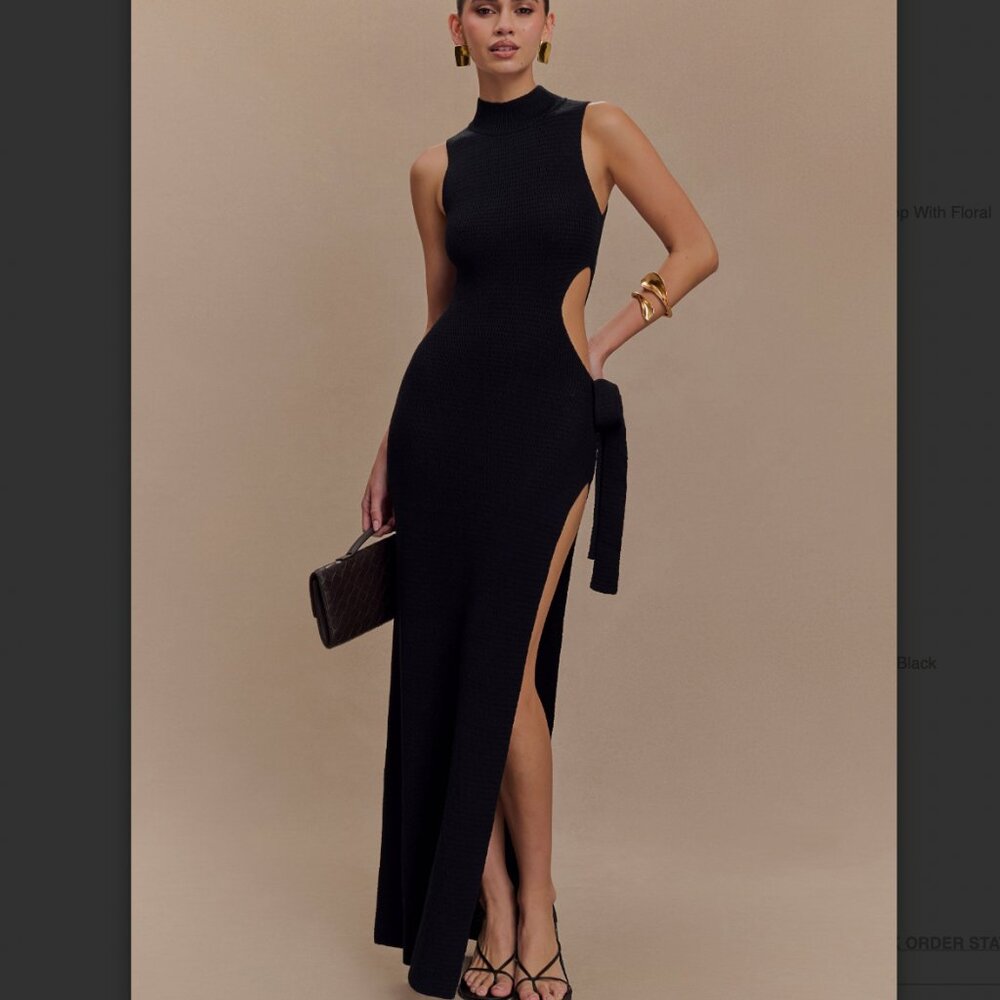 MESHKI -- Cut Out Knit Maxi Dress - Black